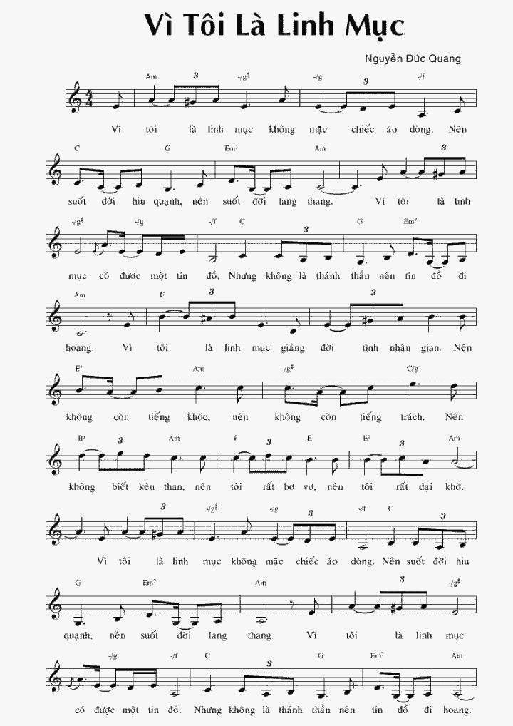 Sheet nhạc Vì Tôi Là Linh Mục